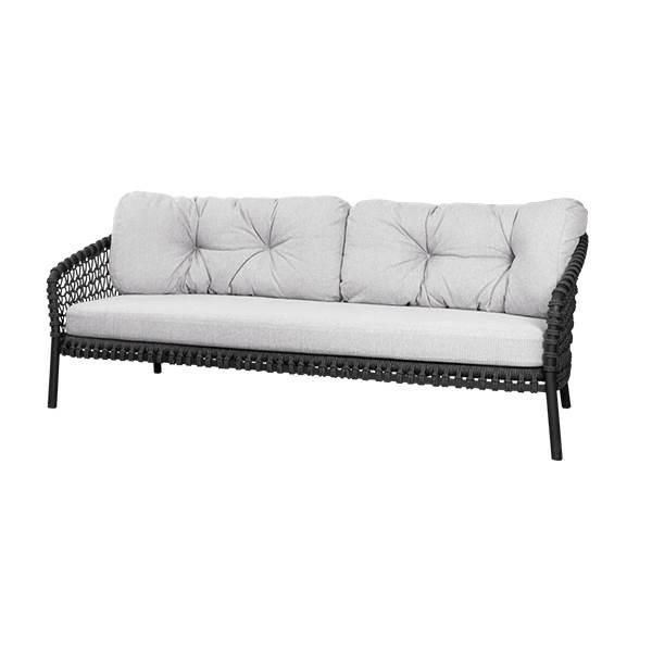 Cane-line Ocean Large Sofa - Hvid/Grå, Mørk Grå Snor