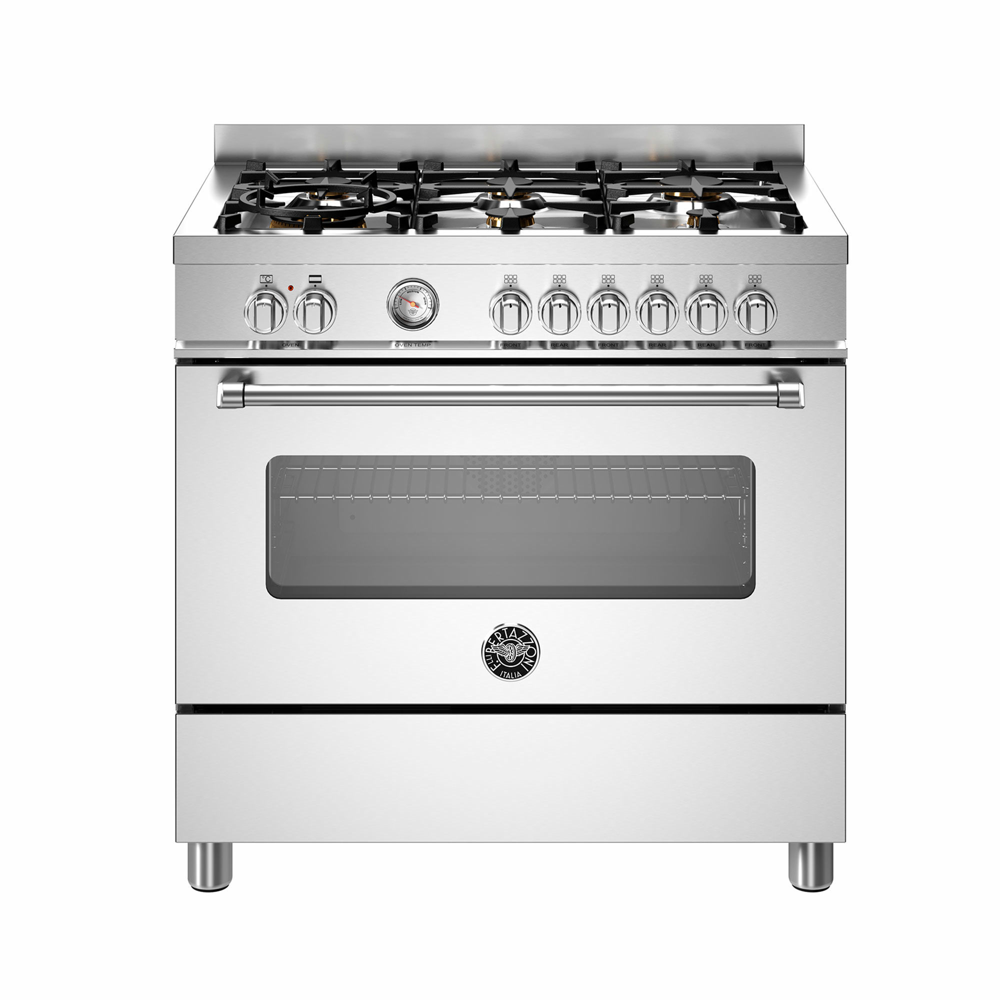 Bertazzoni Mas96l1ext Master Gaskomfur 90   Med Enkeltovn     Brændere  Rustfrit Stål