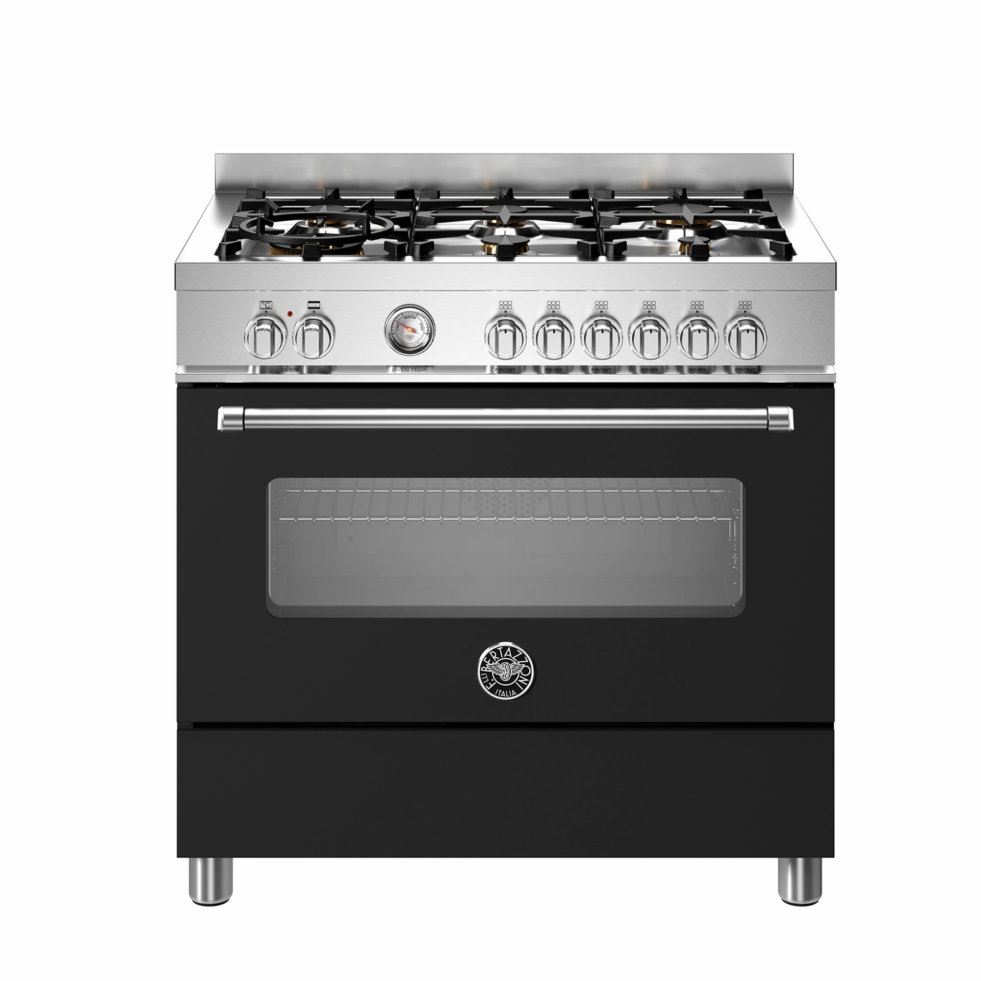 Bertazzoni Mas96l1enet Master Gaskomfur 90   Med Enkeltovn     Brændere  Mat Sort