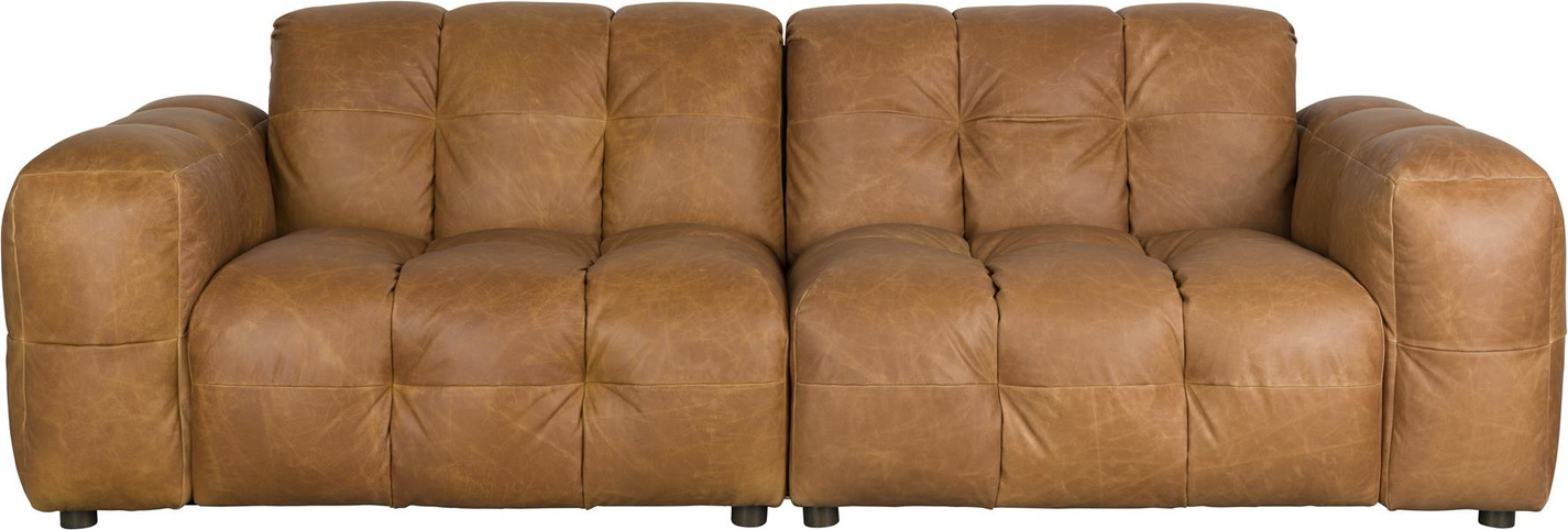 Hackman   -personers Sofa  Kastanjebrun  ægte Læder   : 102    : 84    : 264