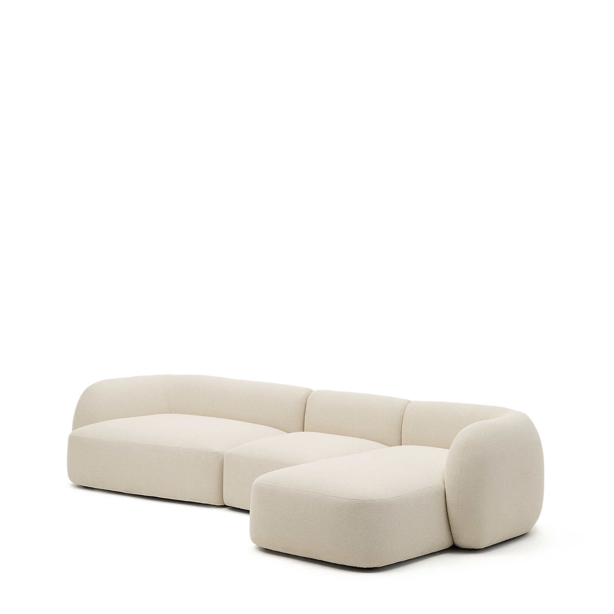 Kave Home Martina   Pers  Modul Sofa     Højre Chaiselong Ecru Chenille Stof  377cm