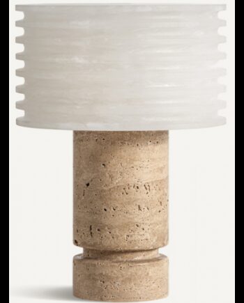 Bordlampe Travetin Keramik H31 E14 Travertin Hvid