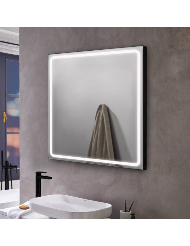 Mia Badeværelsesspejl Med Lys 4000k Mat Sort