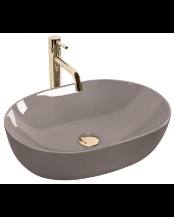 Bordmonteret Oval Håndvask Keramik Blank Mokka
