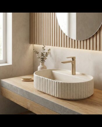 Bordmonteret Oval Håndvask Keramik Vanille