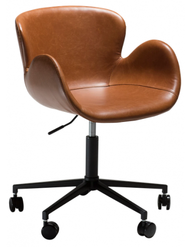 Gaia Kontorstol Metal Læder H75 Sort Vintage Lysebrun