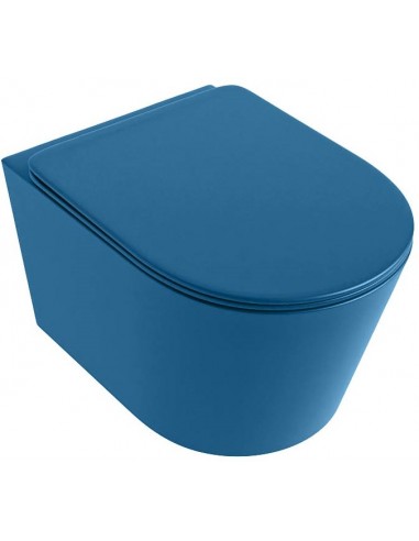 Lavie Væghængt Toilet Med Bræt Keramik Duroplast D53 Jeansblå