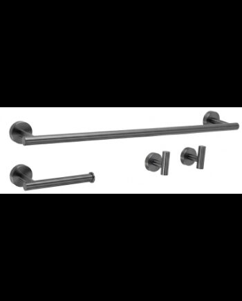 Badeværelsessæt Med Håndklædeholder Kroge Toiletrulleholder Metal Titaniumgrå