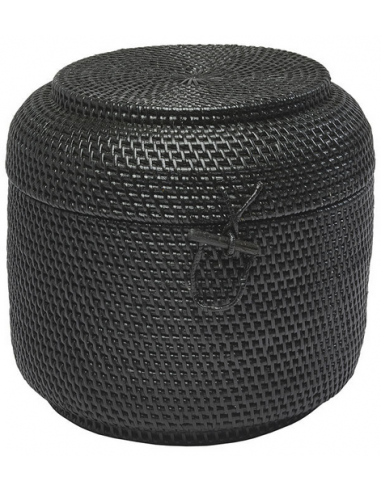 Cino Opbevaringskurv Rattan Læder H21 ø33 Sort
