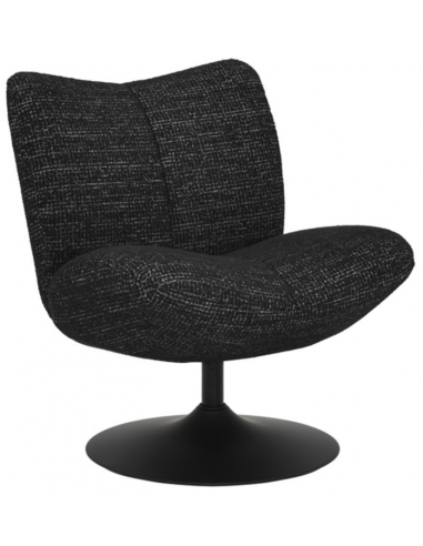Moira Loungestol Med Drejefod Metal Polyester H83 Sort Meleret Sort