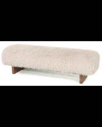Bænk Gummitræ Polyester Plys 141 Rustik Brun Beige
