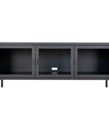 Bænk Sort Med Glaslåger 40x130x55 3001055