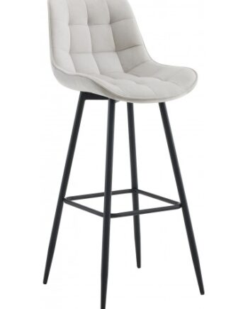 Barstol Metal Velour H106 Sort Lysegrå