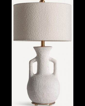Bordlampe Keramik Polyester H76 Antik Messing Cremehvid