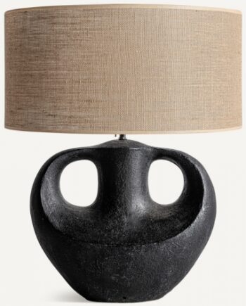 Bordlampe Terracotta Jute H70 Rustik Sort Natur