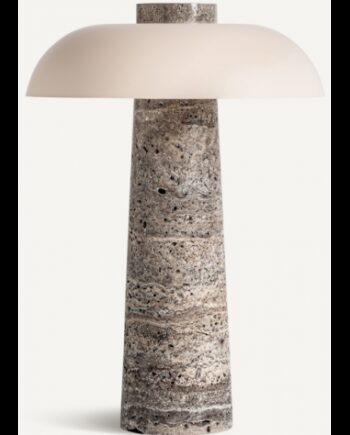 Bordlampe Travertin Metal H42 Grå Travertin Creme