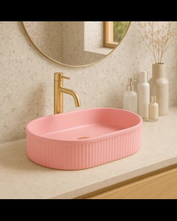 Bordmonteret Oval Håndvask Keramik Mat Bubblegum