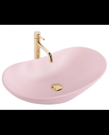 Bordmonteret Oval Håndvask Keramik Mat Pink
