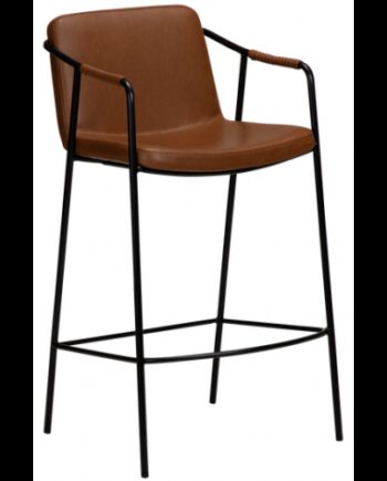 Boto Barstol Metal Læder H95 Sort Vintage Lysebrun
