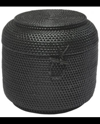 Cino Opbevaringskurv Rattan Læder H21 ø33 Sort