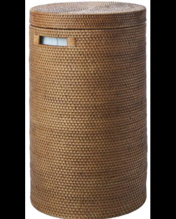 Cino Vasketøjskurv Med Låg Rattan H60 ø37 Ingefær