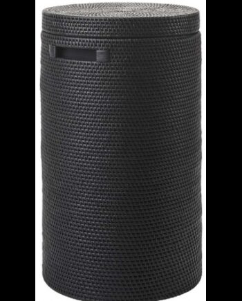 Cino Vasketøjskurv Med Låg Rattan H60 ø37 Sort