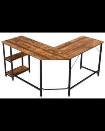 Hjørneskrivebord Metal Møbelplade 138 138 Sort Brun