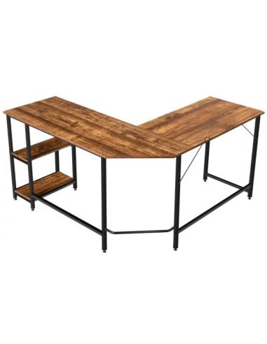 Hjørneskrivebord Metal Møbelplade 138 138 Sort Brun