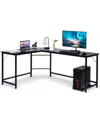 Hjørneskrivebord Metal Møbelplade 168 125 Sort