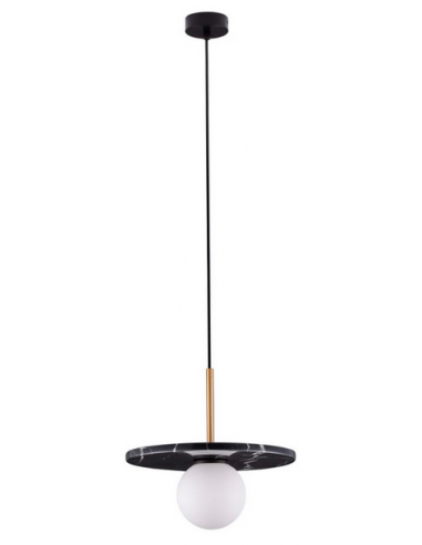 Idor Loftlampe Marmor Opalglas ø30 Sort Marmor Messing