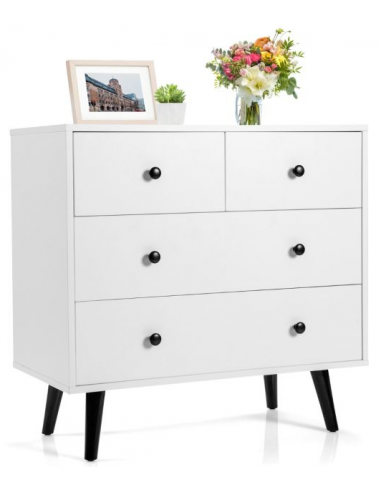Kommode Møbelplade Metal B80 Sort Hvid