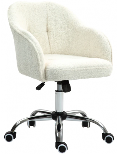 Kontorstol Teddyplys Polyester H76 Krom Cremehvid