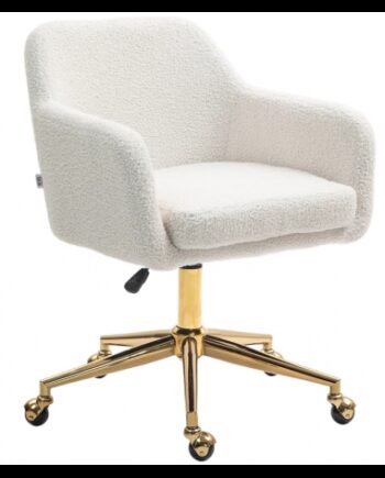 Kontorstol Teddyplys Polyester H79 Guld Cremehvid