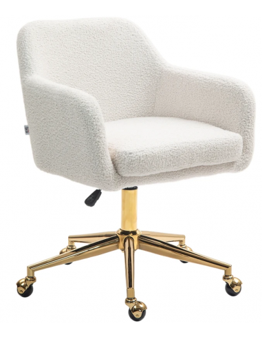 Kontorstol Teddyplys Polyester H79 Guld Cremehvid