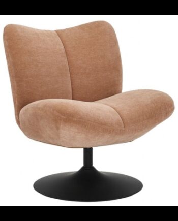 Lise Loungestol Med Drejefod Metal Chenille H83 Sort Terracotta