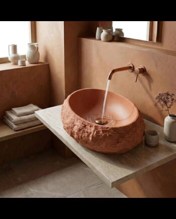 Mika Bordmonteret Oval Håndvask Stenkomposit Terracotta