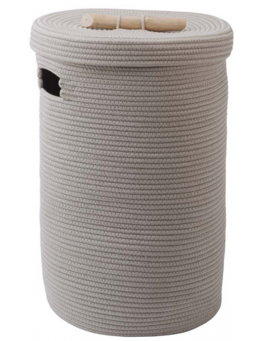 Otis Vasketøjskurv Med Låg Bomuld Polyester H55 ø37 Trøffel