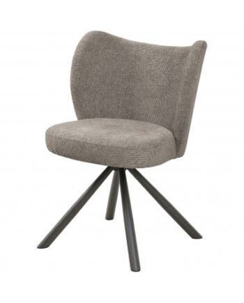 Pebble Spisebordsstol Med Drejefod Metal Chenille H88 Sort Taupegrå