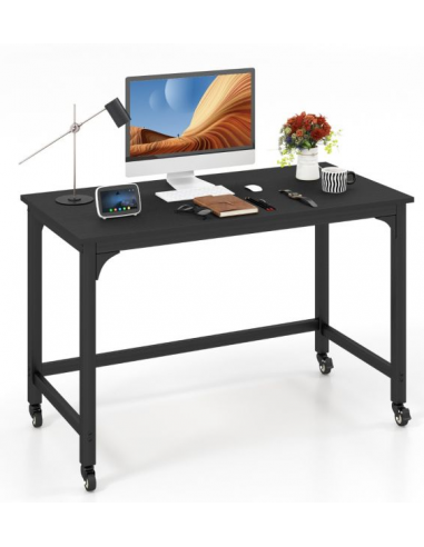 Skrivebord Hjul Metal Møbelplade 120 Sort Sort