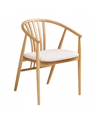 Spisebordsstol Med Armlæn Egetræ Polyester H78 Sand