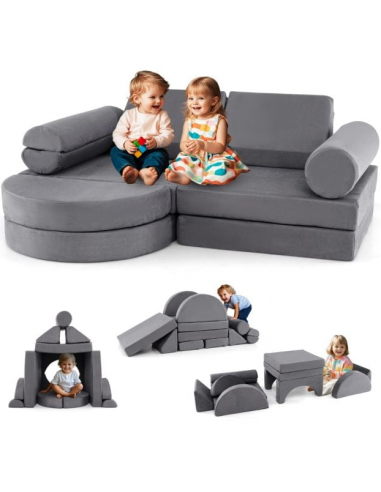 Tumle Børnesofa Velour B145 D71 Grå