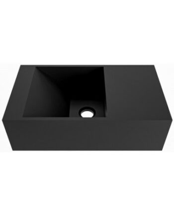 Tyne Væghængt Venstrevendt Håndvask Solid Surface Sort