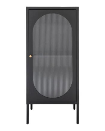 Vitrineskab Sort Med Riflet Glasdør 35x50x110 3001210