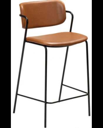 Zed Barstol Metal Læder H97 Sort Vintage Lysebrun