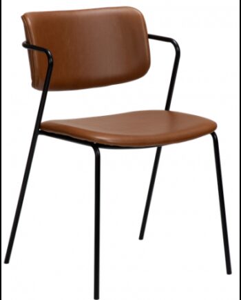Zed Spisebordsstol Metal Læder H80 Sort Vintage Lysebrun