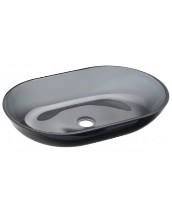 Bordmonteret Oval Håndvask Glas Transparent Sort