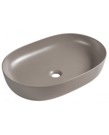 Bordmonteret Oval Håndvask Keramik Mat Brun