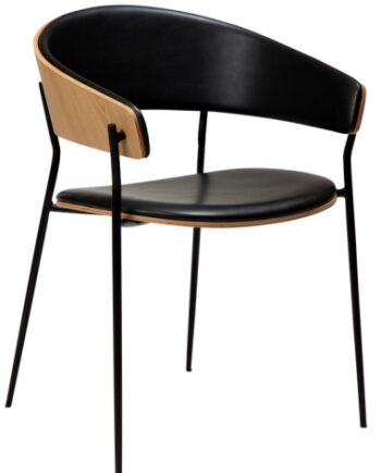 Crib Spisebordsstol Metal Finr Læder H78 Sort
