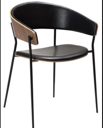 Crib Spisebordsstol Metal Valnøddefinr Læder H78 Sort Valnød