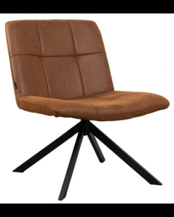Eevi Lænestol Med Drejefod Vintage Læder H82 Sort Vintage Cognac